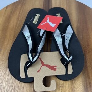 New Womens Puma Silver Shine Casual Comfort Thong Flip Flops Sandals Size 7‎ M